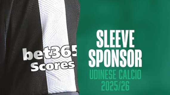 Udinese, bet365 Scores sarà sleeve sponsor per la stagione 2025/26