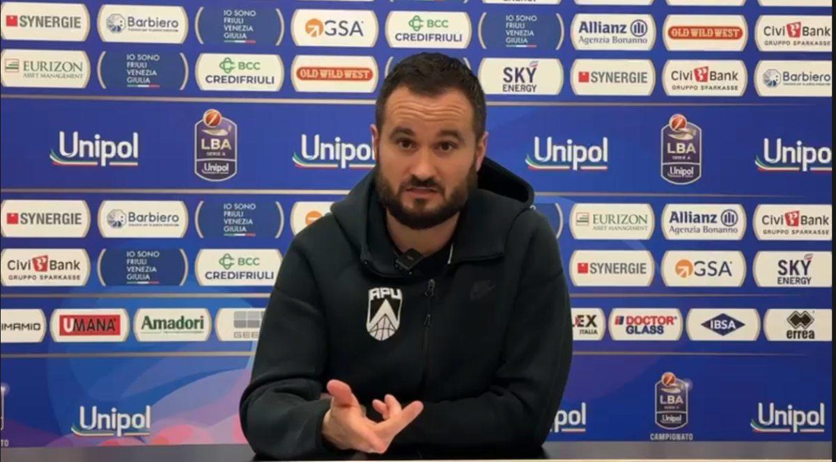 APU Udine-Sassari 92-79, Vertemati: "Non pensiamo alla salvezza, continuiamo a lavorare"