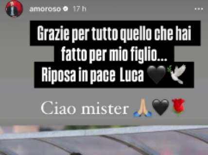 Amoroso ricorda Mattiussi: "Grazie per tutto quello che hai fatto per mio figlio"