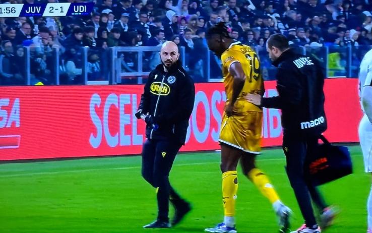Udinese, infortunio per Ehizibue contro la Juventus: le sue condizioni