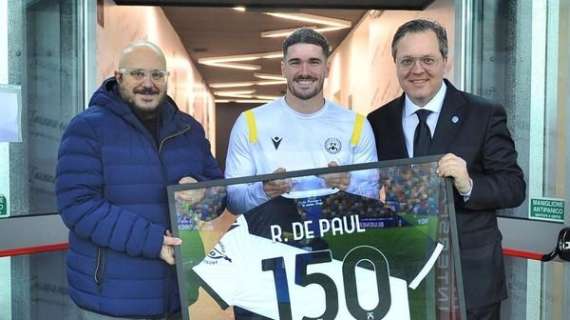 De Paul premiato per le 150 presenze in Serie A con l'Udinese