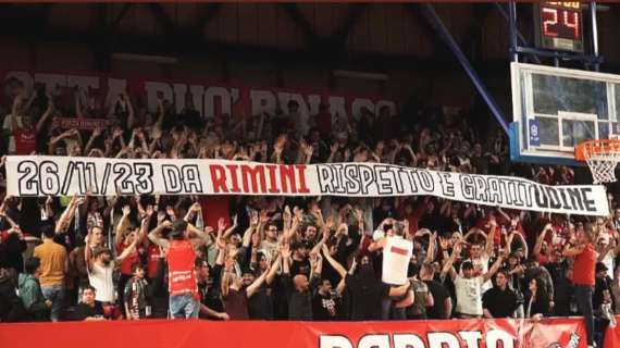 Apu Udine, i tifosi di Rimini ringraziano i friulani con uno striscione