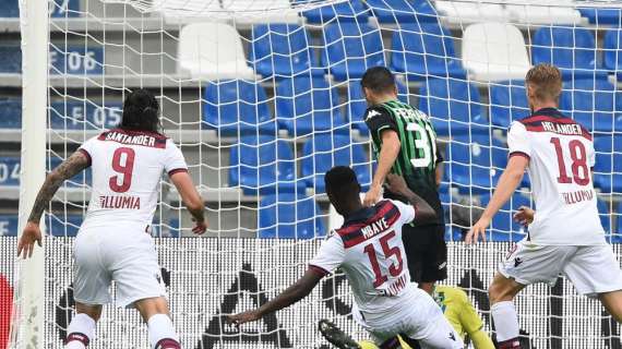 Sassuolo-Bologna, 2-2 il finale: termina in parità il derby dell'Emilia