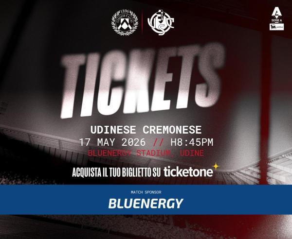 Udinese-Cremonese, tutte le informazioni sui biglietti della gara del Bluenergy Stadium
