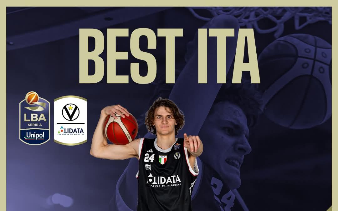 L'ex Cividale Ferrari premiato come miglior italiano dell'ultimo turno di LBA: decisivo nel successo della Virtus con Napoli