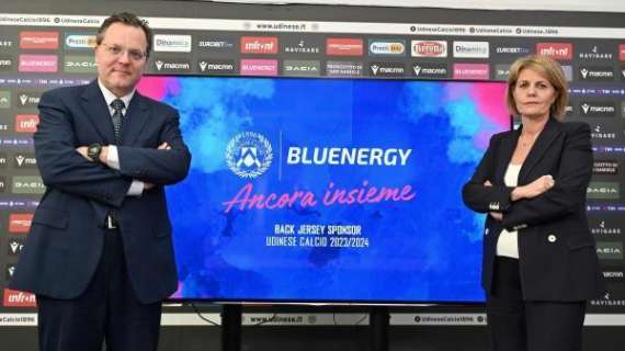 Udinese, rinnovata la partnership con Bluenergy anche per la stagione 2023/24