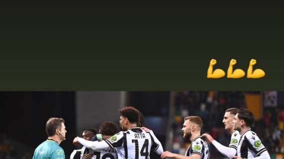 Udinese, Karlstrom esulta sui social postando la foto dell'esultanza dopo il gol di Thauvin