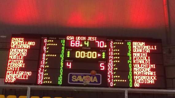 Apu Gsa Udine-Aurora Basket Jesi 68-70, LE PAGELLE: dopo i primi due quarti si spegne la luce