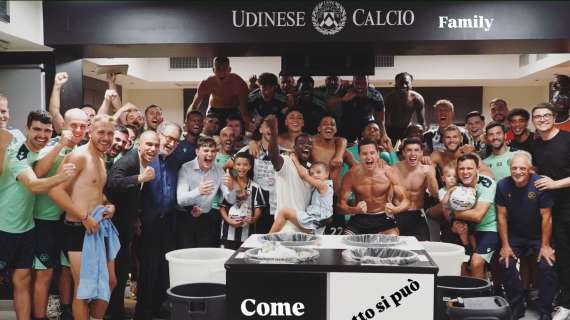 Udinese, parte la festa in spogliatoio: presente anche il paron Pozzo