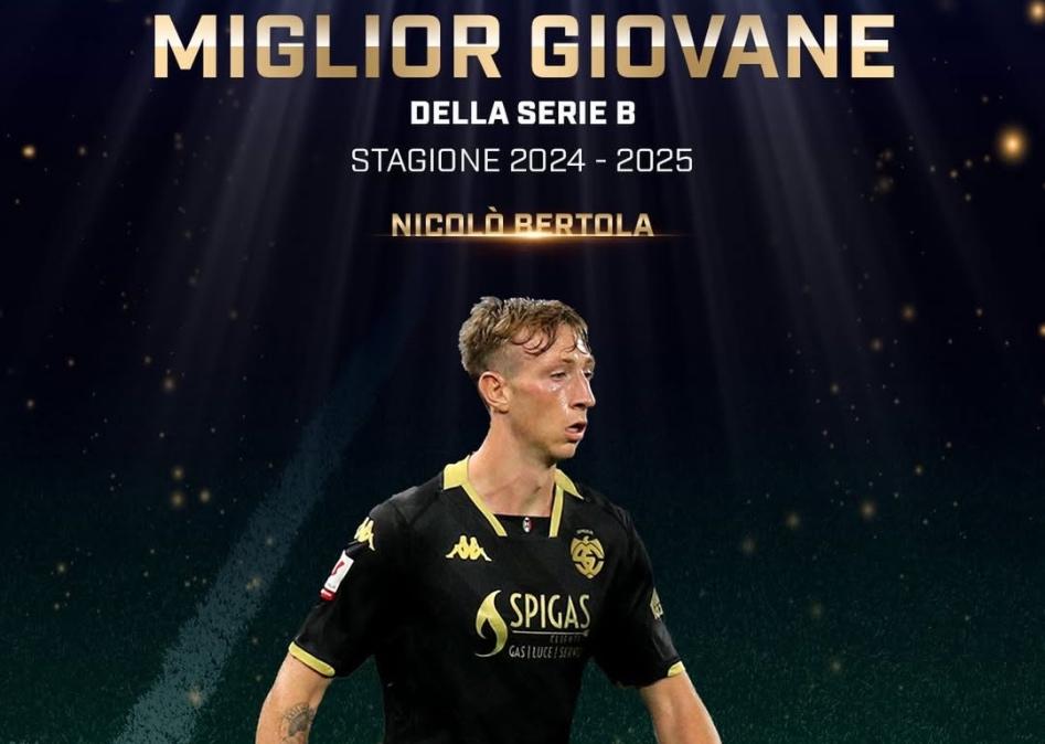 Gran Galà del Calcio, Nicolò Bertola premiato come miglior giovane della Serie B 2024/25