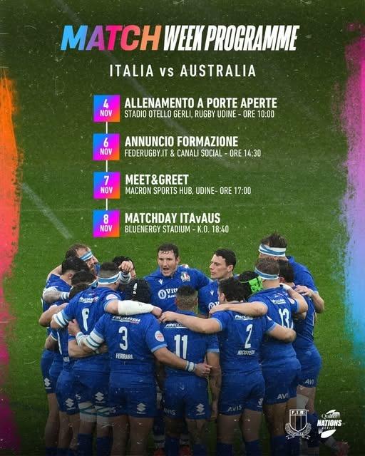Italrugby, il programma completo degli Azzurri a Udine