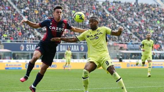 Udinese, giornata nera e crollo a Bologna nello scontro con i rossoblu