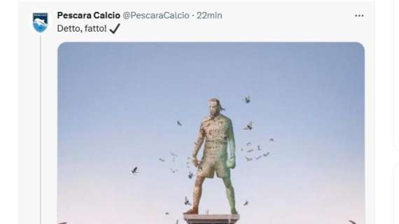 I tifosi invocano una statua per Plizzari: il Pescara gliene dedica una virtuale