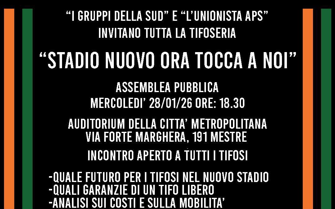 Venezia, mercoledì 28 gennaio nuovo evento organizzato da L'Unionista a tema stadio: tutti i dettagli