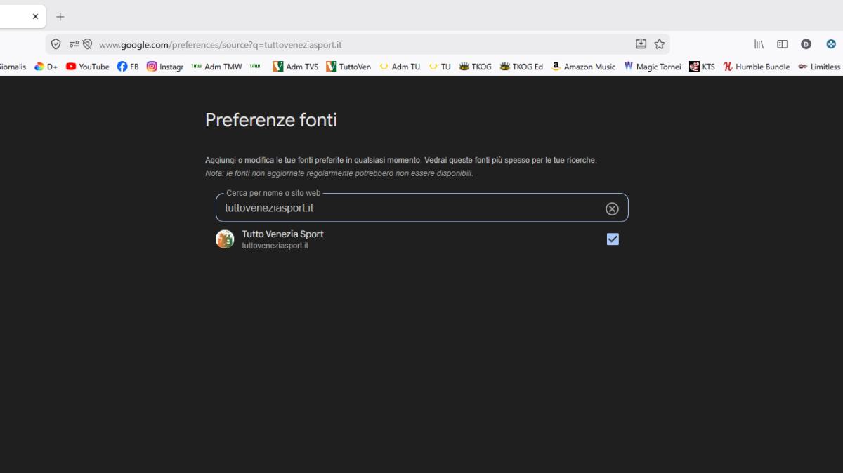 Google "Fonti preferite", aggiungi subito TuttoVenezia e personalizza le tue notizie