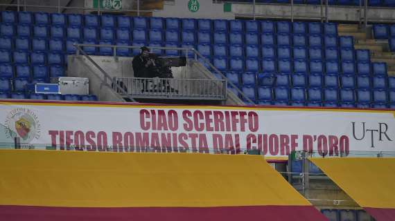 Roma-Benevento, striscione in ricordo di Enzo Totti: "Ciao Sceriffo, romanista dal cuore d'oro". FOTO!