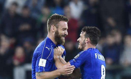 La Roma in Nazionale - Macedonia-Italia 2-3 - Belotti e Immobile salvano gli azzurri. Solo panchina per De Rossi e Florenzi