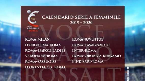 Calendario Serie A Femminile - Inizio complicato per la Roma, il Milan all'esordio e poi a Firenze. La Juve alla 7ª giornata. Il calendario completo. GRAFICA