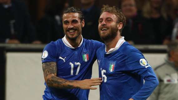 La Roma in Nazionale - Italia-Danimarca 3-1: altra rete per De Rossi. Espulso Osvaldo, spazio anche per Destro. FOTO!