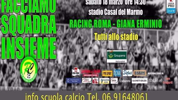  Racing Roma: 900 biglietti omaggio per la gara contro il Giana Erminio