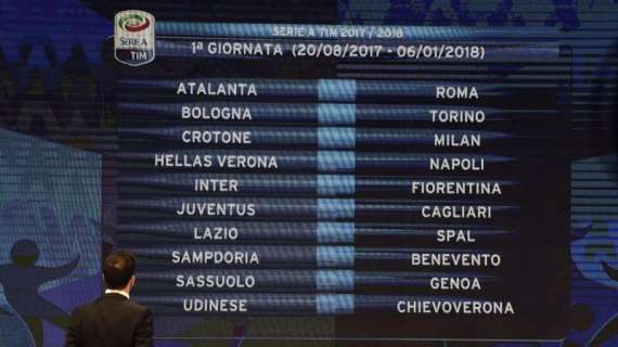 Serie A - Gli anticipi e i posticipi delle prime due giornate di campionato: Atalanta-Roma in programma il 20 agosto alle 18:00, Roma-Inter sabato 26 agosto alle 20:45