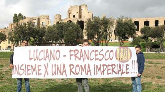 Esposto uno striscione: "Luciano e Francesco insieme per una Roma imperiale"