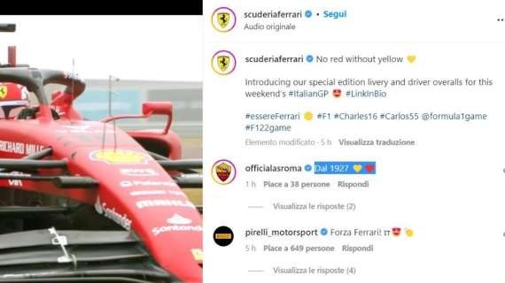 Ferrari lancia la livrea gialla: "No red without yellow". La Roma le risponde: "Dal 1927". FOTO!
