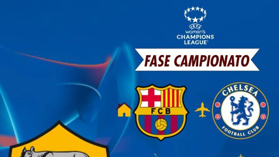 UEFA Women's Champions League - Giallorosse ospiti di Chelsea, Real Madrid e OH Leuven. Barcellona, St. Pölten e Valerenga in casa