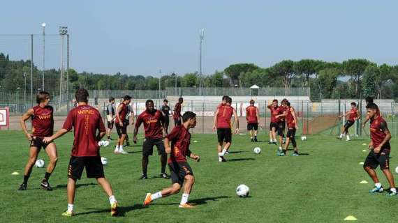 Trigoria - Finito l'allenamento. Provati insieme Lamela e Borriello, in grande spolvero Borini