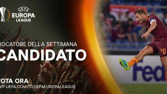 Twitter UEFA: Totti nella squadra della settimana di Europa League e in nomination per il Player of the week