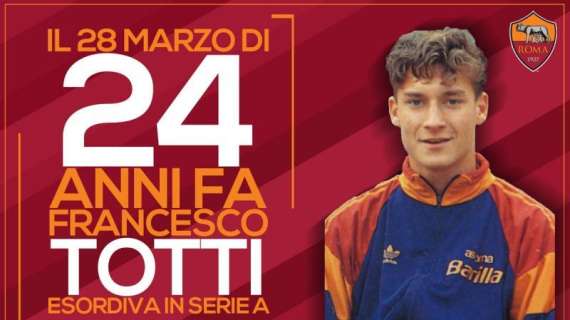 AS Roma: "24 anni fa l'esordio in Serie A di Totti". FOTO! VIDEO!