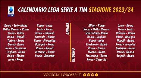 Serie A 2023/24 - Il calendario dei big match della Roma: Napoli, Juve,  Atalanta e Milan di fila