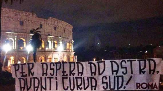 Striscione al Colosseo: "Per aspera ad astra. Avanti Curva Sud!". FOTO!